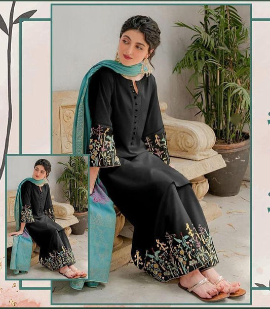 Embroided Dhanak 3PC