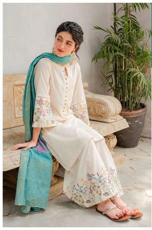 Embroided Dhanak 3PC